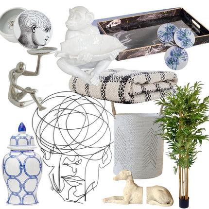 A collection of stylish gifts for women, including luxury jewelry boxes, chic coasters, elegant vases, and cozy throw blankets, perfect gifts for her for any occasion.