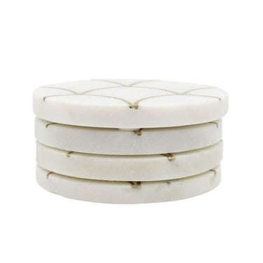 4 pack marble coasters for drinks with natural stone pattern