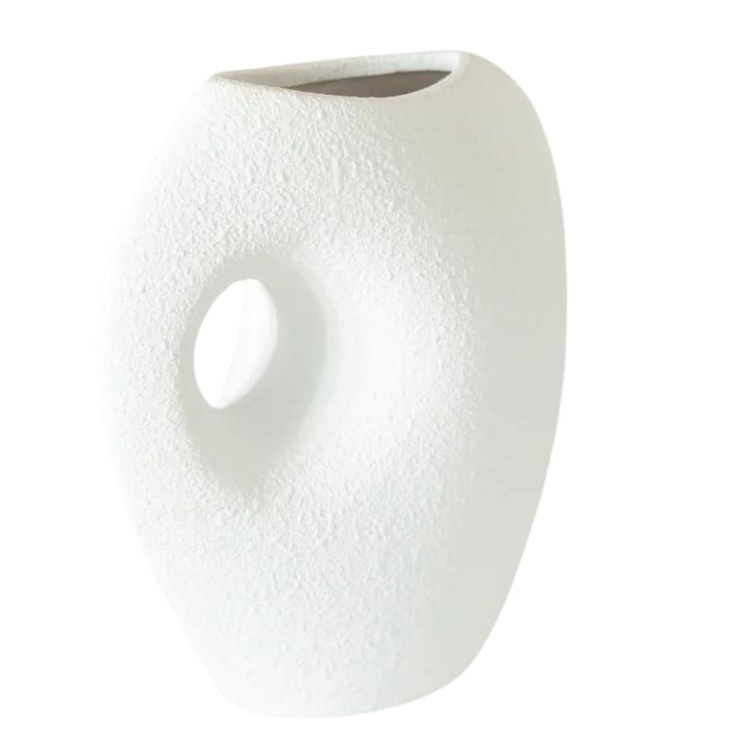 Apex White Textured Ceramic Vase