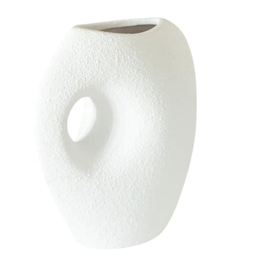 Apex White Textured Ceramic Vase