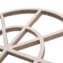Wood-framed arched mirror in natural birch finish with grid-style window detailing