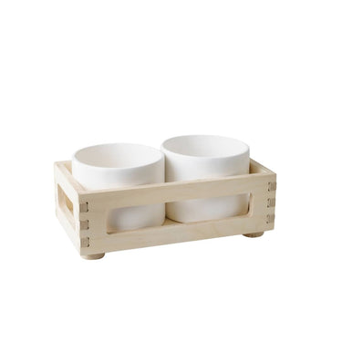 Double birch planter box with pot