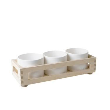 Triple birch planter box with pots