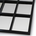 window pane black framed arch mirror