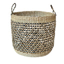 Black stitched storage basket set – woven decor