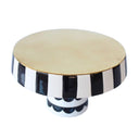 medium large Black and White Cake Stand with gold top