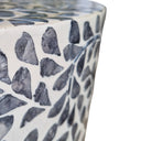 Capiz Round Side Table with grey-white shell surfaceesign