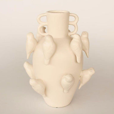 Smooth ceramic bird vase for home décor