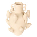Ceramic vase with bird details and decorative looped handles