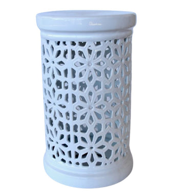 Ceramic Plant Stand | Glossy White Column Display Stand
