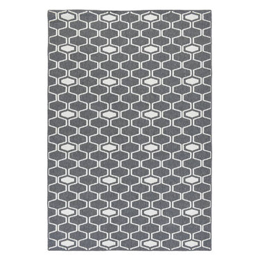 Connection Grey Reversible Rug with honeycomb pattern, perfect for modern living rooms.