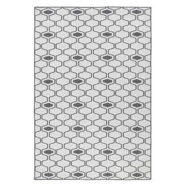 Sleek grey reversible rug with classic honeycomb design, ideal for minimalist interiors.