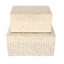 Set of 2 ivory decorative boxes made from bamboo and capiz shell