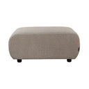 side vew of Echo Ottoman in Hertex Pascal Linseed with a rectangular shape and rounded corners