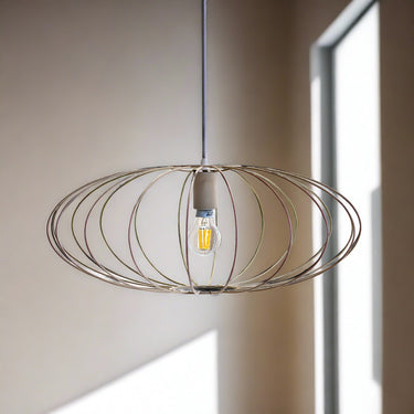 Eclipse wire pendant light hanging in living room