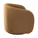 Swivel armchair upholstered in Hertex Comet Tiger fabric with a sleek wood frame.