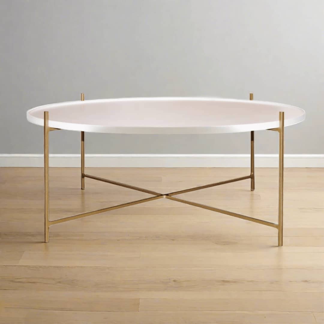 Woodka Interiors Lux Floating Coffee Table White and Gold