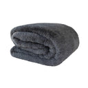 Frostveil Fur throw with frosted faux fur texture and soft mink backing, shown in Raven.