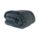 Frostveil Fur throw with frosted faux fur texture and soft mink backing, shown in Spruce.