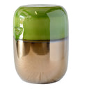 two-tone bronze bottom and a vibrant green top ceramic stool by Woodka Interiors