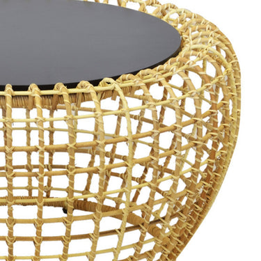 Rattan coffee table design beautifully woven.