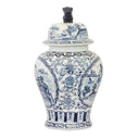 Blue & White Ginger Jar with Foo Dog lid, decorative home accent for console table or shelves