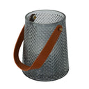 Glass Lantern Bud Vase with Leather Handle - Woodka Interiors