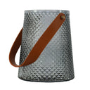 Glass Lantern Bud Vase with Leather Handle - Woodka Interiors