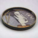 Modern Glass Round Tray Geisha Grey