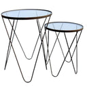 Glass Top Metal Side Tables | Modern Set of 2