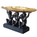 gold leaf 3 wise monkey bowl with black monkeys and gold tray