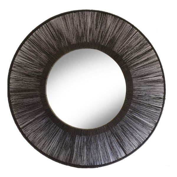 Round jute wall mirror