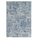 kinky area rug in geometric pattern in blue