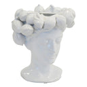 White ceramic lemon head vase with sculpted face and lemon wreath — a decorative accent for kitchen counters or shelf styling
