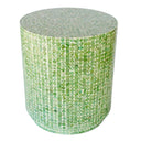 Lime Green Capiz Drum Stool to brighten your home decor.