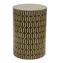 Unique round side table with mother of pearl detailing and geometric dotted patterns
