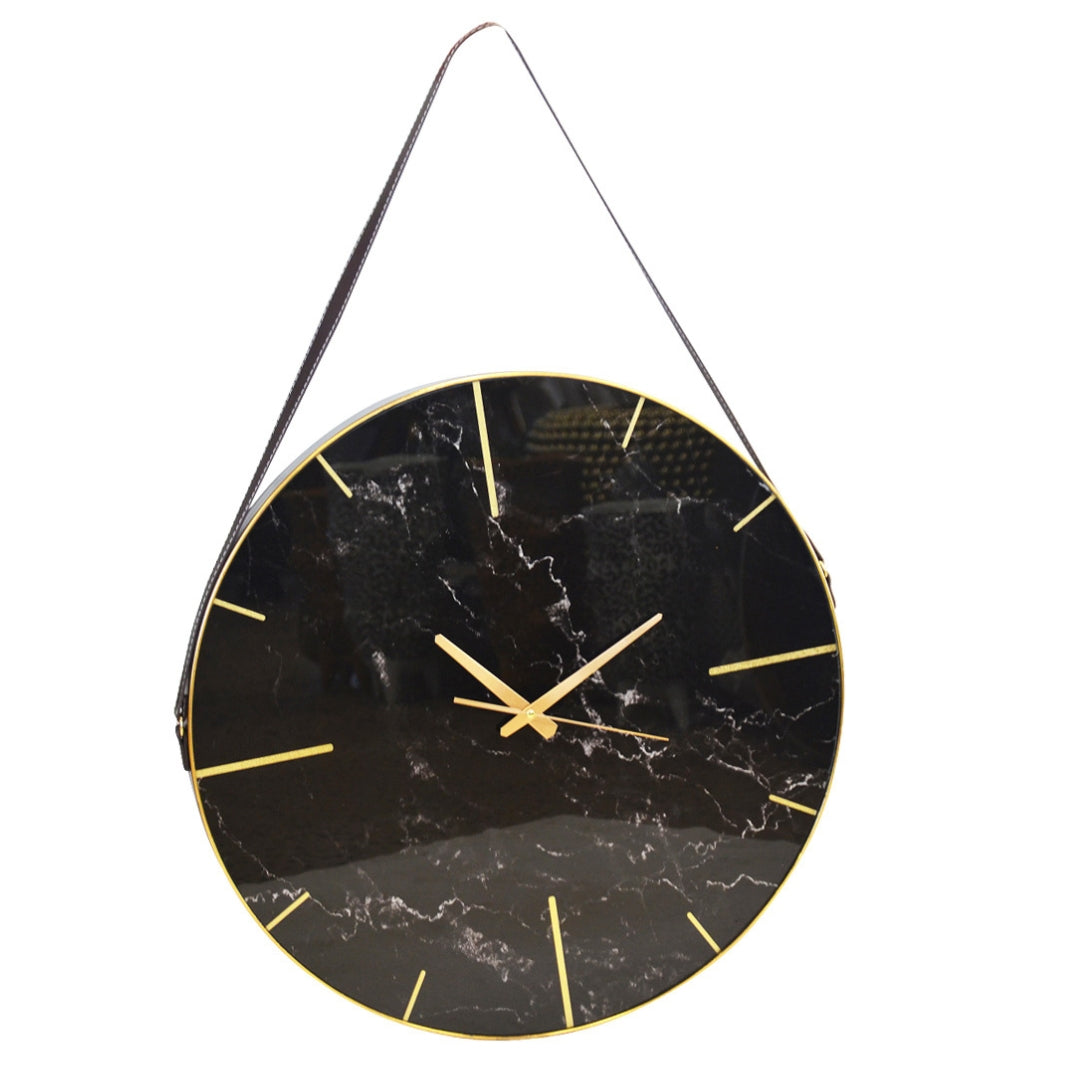 Marble Wall Clock In Black