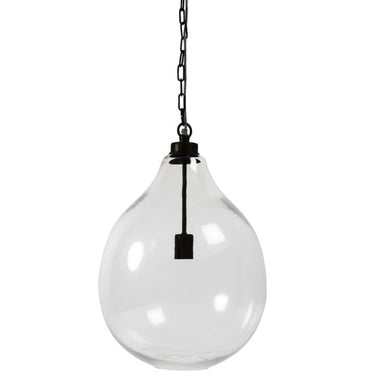 Hand blown glass pendant light in Midnight with steel fittings