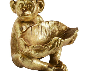 Gold monkey bowl, perfect as a statement piece for living rooms and entryways.