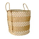 Natural and white woven seagrass basket with handles