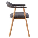 Oak dining chair in a curved solid oak backrest, an angled oak frame.