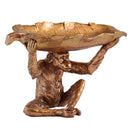Palm Copper Monkey Bowl showing detailed sitting monkey holding a banana leaf bowl, a stunning copper decorative accent.