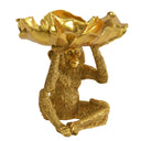 Petal Gold Monkey Display Bowl with detailed sitting monkey and unique petal-shaped bowl, a stunning gold decorative accent