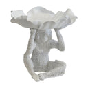Petal White Monkey Display Bowl with detailed sitting monkey and unique petal-shaped bowl, a stunning white decorative accent.