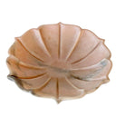 Pink marble bowl with scalloped lotus-inspired edges, hand-carved from natural stone.