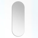 frameless mirror with pod shape and natural wood backing