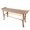 Rattan console table with bamboo and wood legs