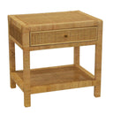 Rattan Nightstand | Bedside Nightstand with Drawer & Shelf