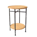 2-tier side table with rattan shelves and metal frame