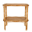 Two-tier rattan side table with scalloped edges
